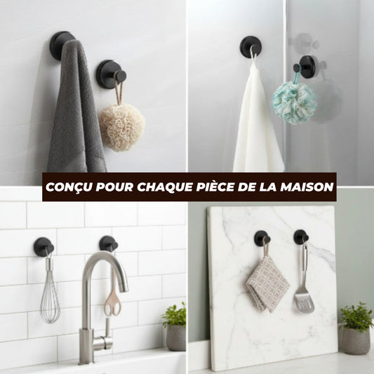 Pack de 4 crochets muraux sans perçage installation simple sans outil technique