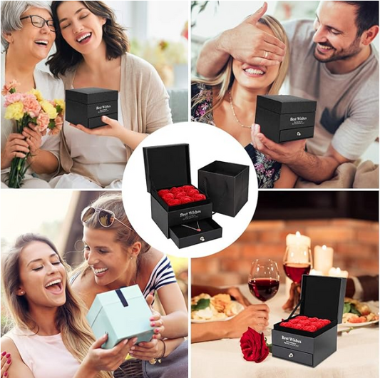 🌹 Coffret Cadeau Éternel – Roses & Bijou d’Amour