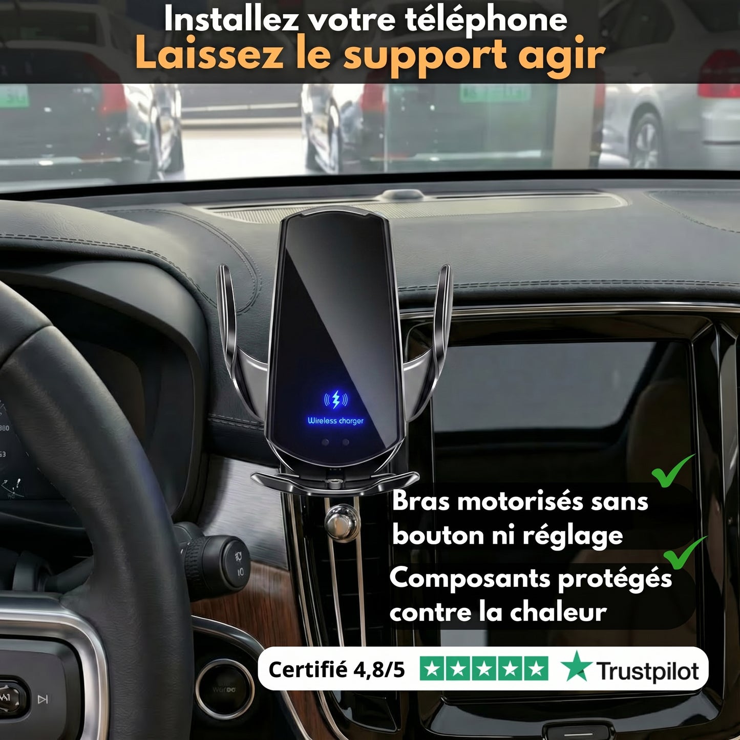 Q3 Pro™ – Le Support Téléphone Support magnétique avec charge rapide 15W et capteur intelligent, modèle 2026